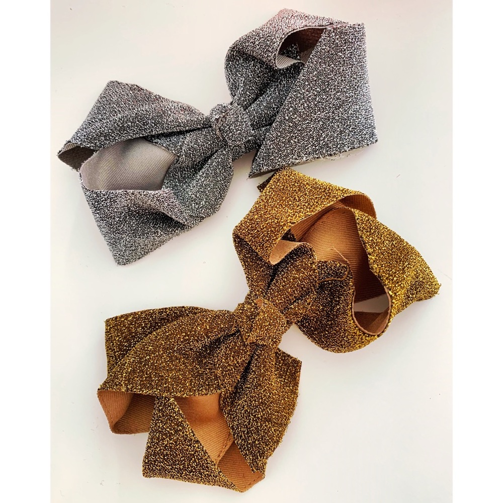 Shimmery Ribbon Bow Hair Clips